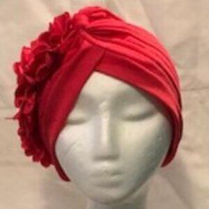 Women's Slip On Hat Flower Turban Hijab Cap Pink